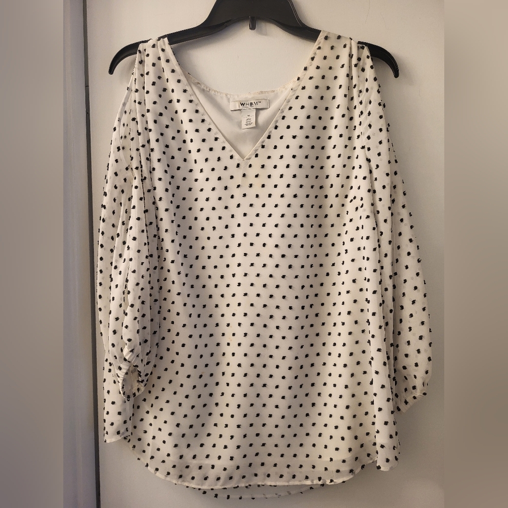 Blouse, white with black dots. Medium